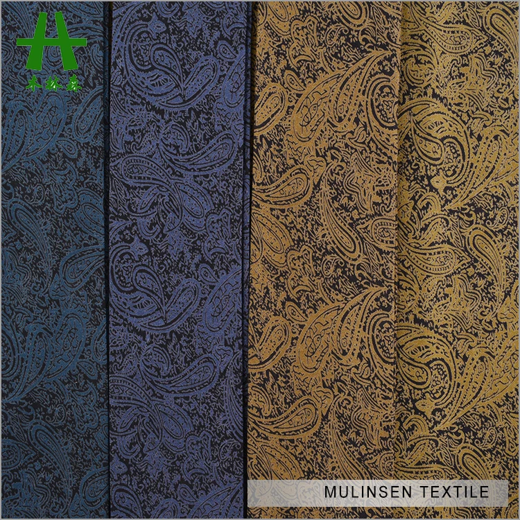 Mulinsen Textile Dyed Ground Discharge Printing Paisley Pattern Woven 30s Viscose Twill Fabric