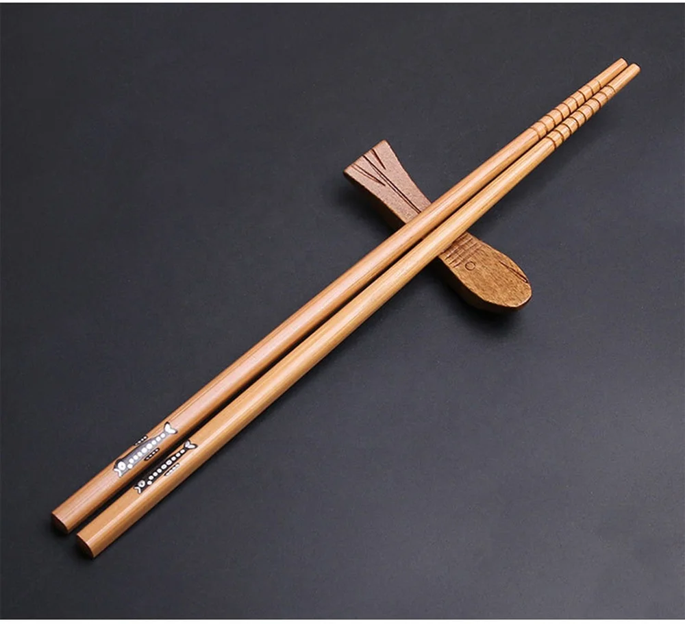 
reusable bamboo chopsticks and chopstick holder rest gift set wholesale 