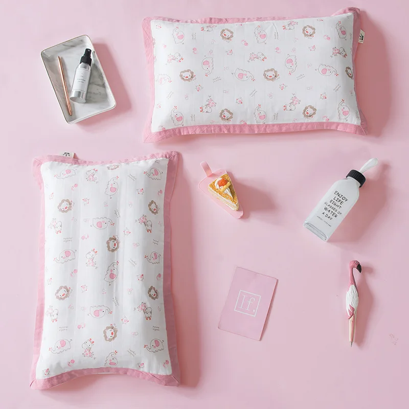 Wholesale Pillowcase for Baby Kids Toddler 100% Musin Cotton 2 Layer High Quality