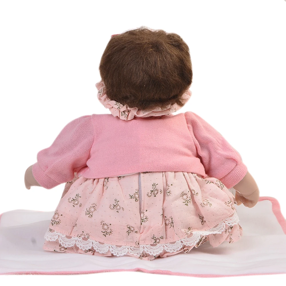 Мягкая силиконовая виниловая кукла-реборн 17 дюймов с хлопковым корпусом милая кукла для новорожденных девочек круглым лицом детские игрушки и подарки на день