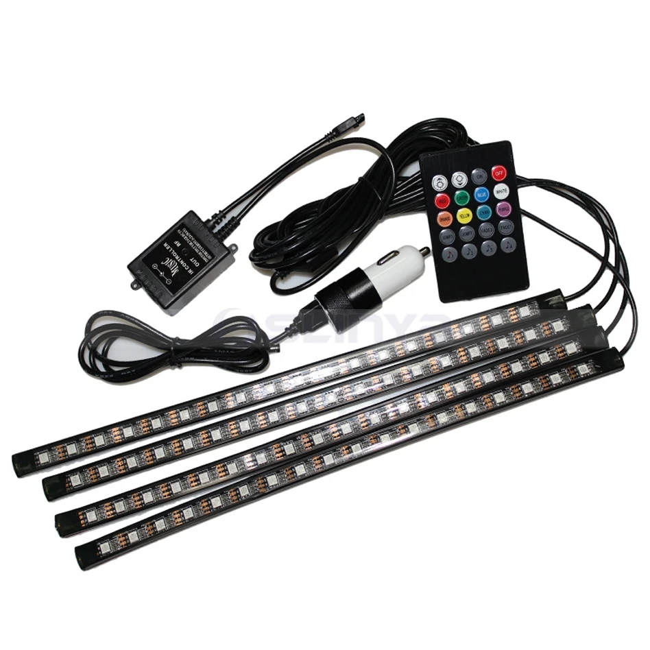 Car Interior Atmosphere Decoration Music Remote Control RGB SMD Flexible Led Light Strip