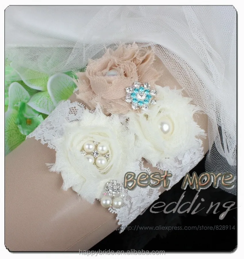 Shabby Flower bridal Garter Belt Set Made of Lace Handmade HT0051