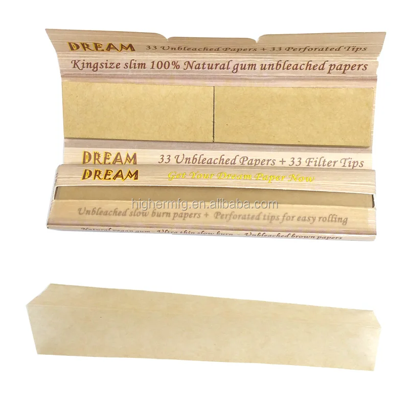 custom your logo smoking rolling paper with tip natural gum thin unbleached rolling paper