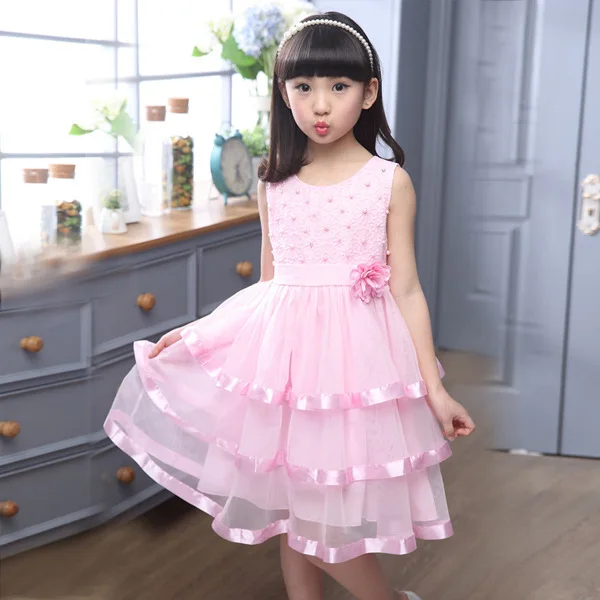 2019 Newest Summer Child Clothes Big Baby Skirt Fashion Cute Princess Girl Dress With pearls