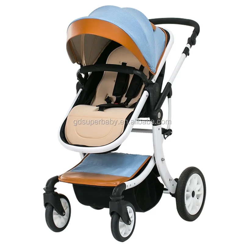 Super fashion high quality landscape leather luxury deluxe baby strollers baby pram 2 in 1