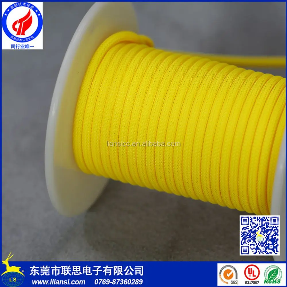 4mm PET Round Expandable braided Sleeve for matte yellow color