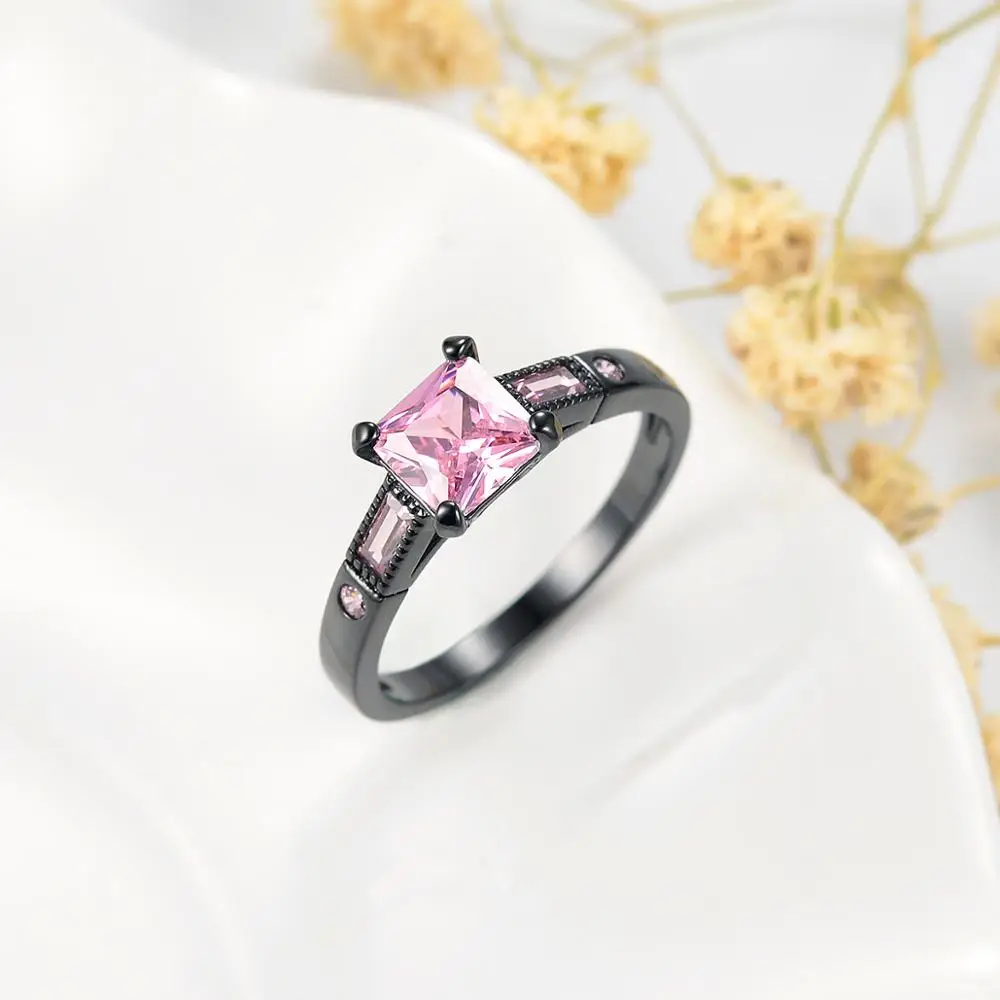 
Sevena SAR7537 jewelry engagement diamond wedding brass beautiful pink cz black gold rings for women 