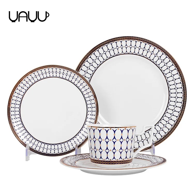 Online sale high quality 16pcs ceramic dinnerware dinner set with gold rim
