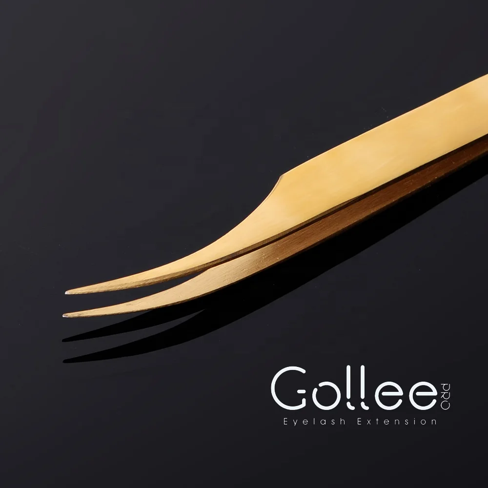 Gollee Stainless Precisely Sample Lightweight Japan Gold Lash Tweezer Volume Eyelash Tweezer