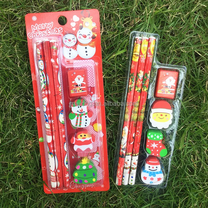 Christmas stationery set A pencil eraser, polishing the pencil sharpener combination suit holiday student award gift