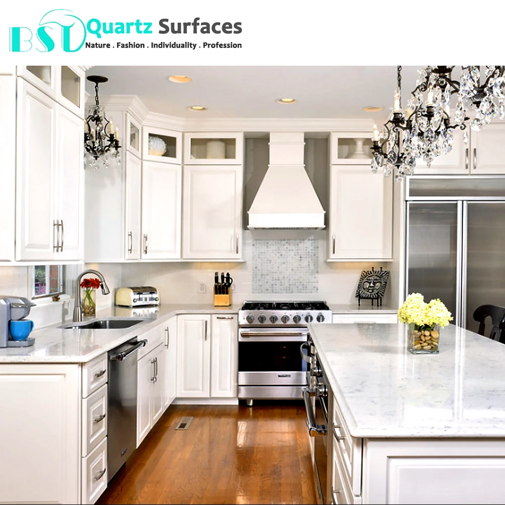 Carrara White Artificial Quartz Stone Wholesales Prices High Quality Thailand White Quartz Stone Slab For Kitchen Countertop