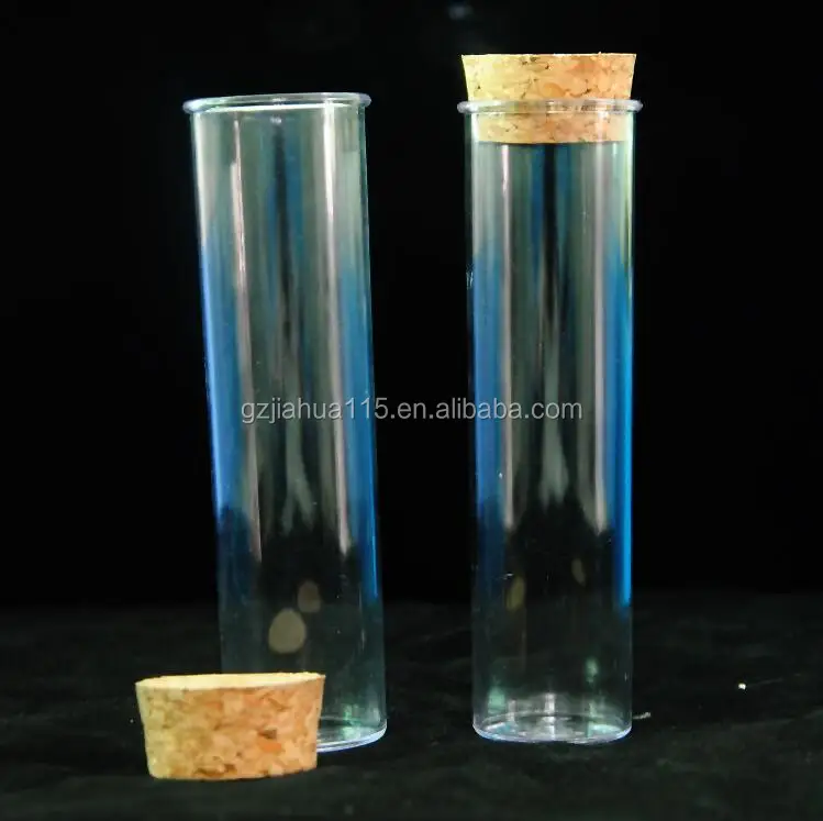 Plastic test tube with cork for candy packaging