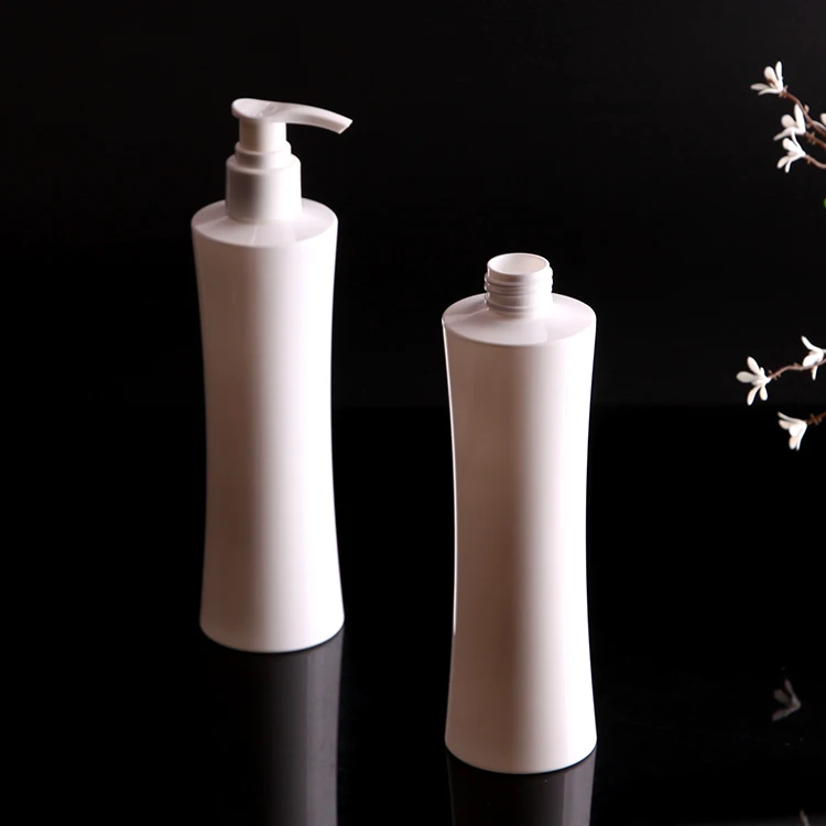 300ml White PET Bottle With Plastic Lotion Pump, Waist Bottle For Shampoo or Body Lotion, Custom Shampoo bottle