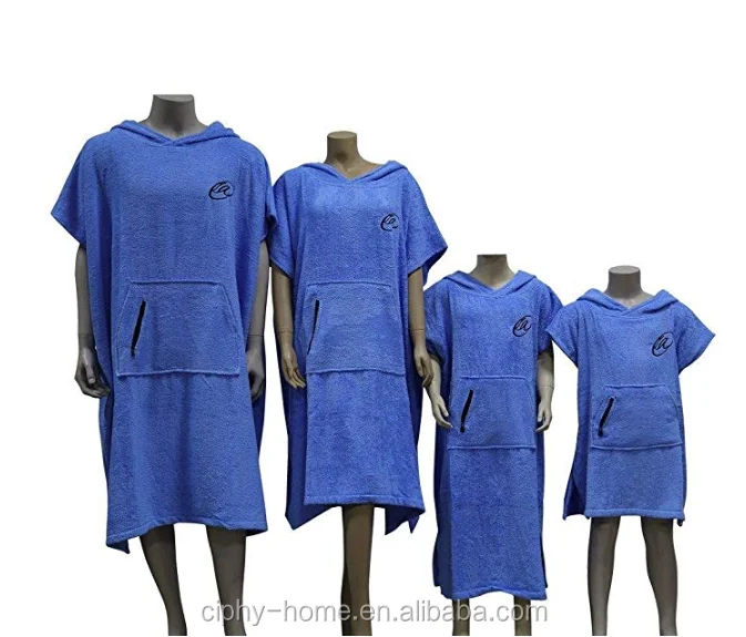 
Cotton Surf Beach Hooded Poncho Changing Bath Robe Towel with Pocket 