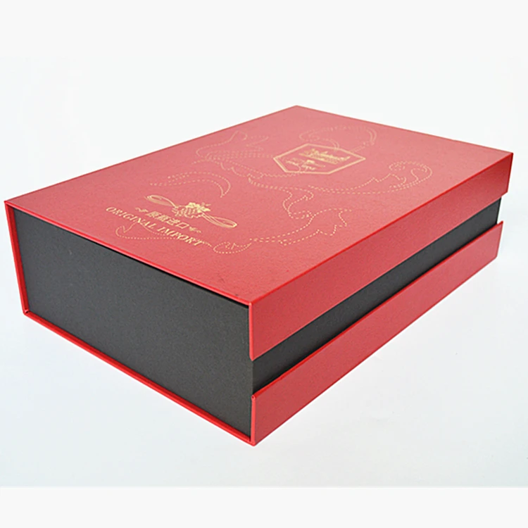 
Beautiful Nice Red With Smooth Silk Paperboard Book Shape Wine Box 
