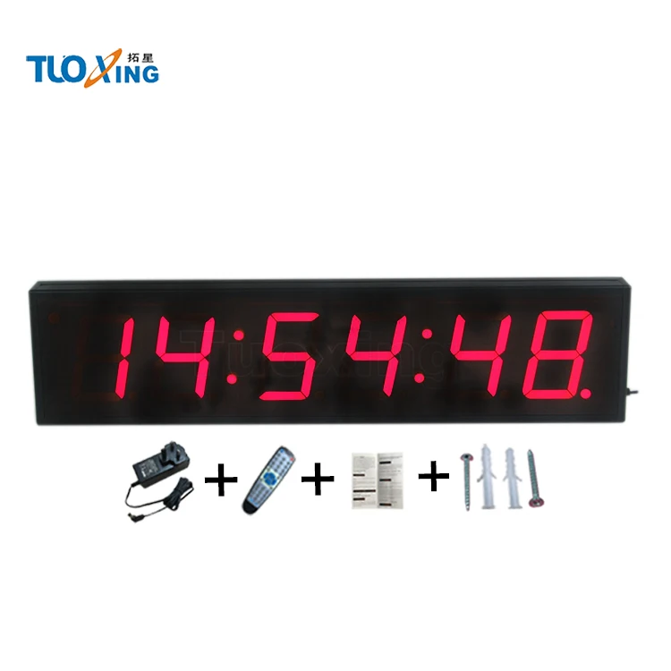 Indoor 5 inch 6 digit led digital clock display wall clock