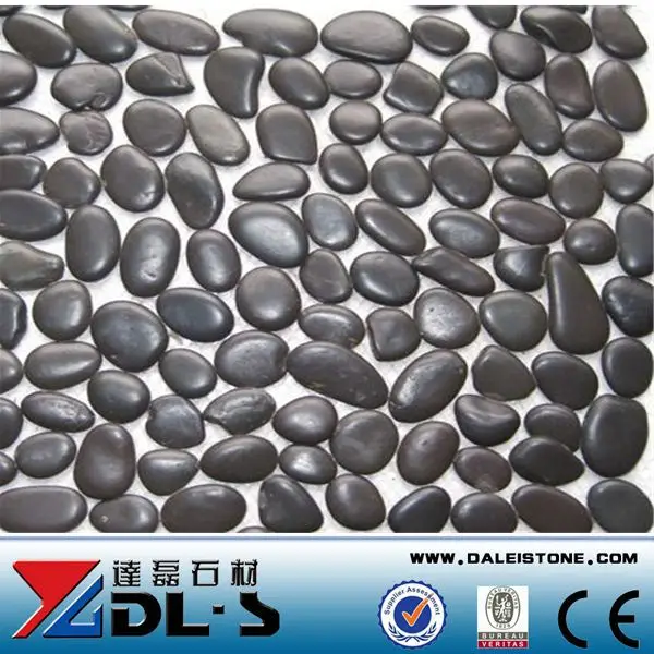 Pebble Stepping Stone Black Color Stone Pebble Flooring Tiles