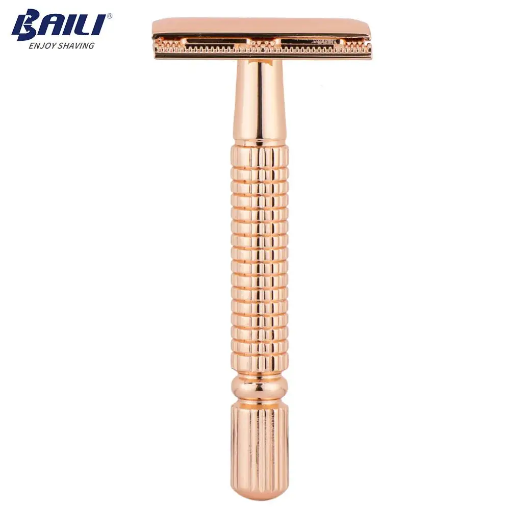 
Baili classic wet shaver double edge safety metal razor travel case body hair shaver for women OEM 