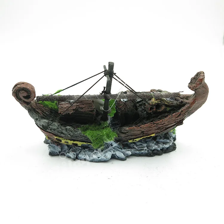 Aquarium Ornament Ship Sunk Boat Fish Wreck Tank Sailing Decor Cave Shipwreck