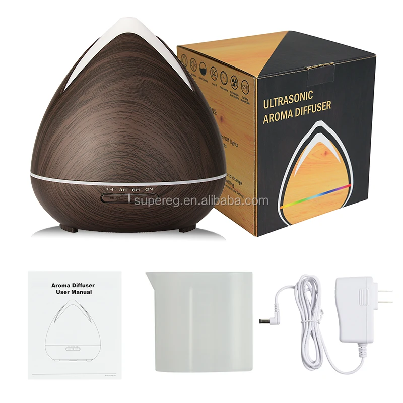 Tulip 400ml Aromatherapy Essential Oil Diffuser Home Decoration Diffusers Mist Maker Humidifier Wood Grain Colors Food Grade
