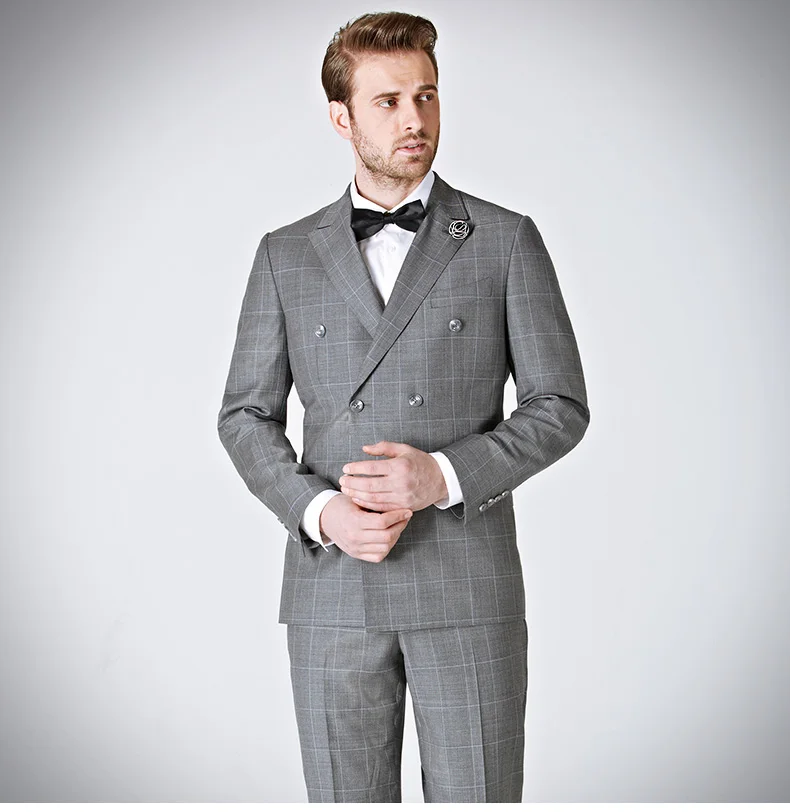 Double breasted 70% Wool blended fabric western formal wear groom wedding suits for men