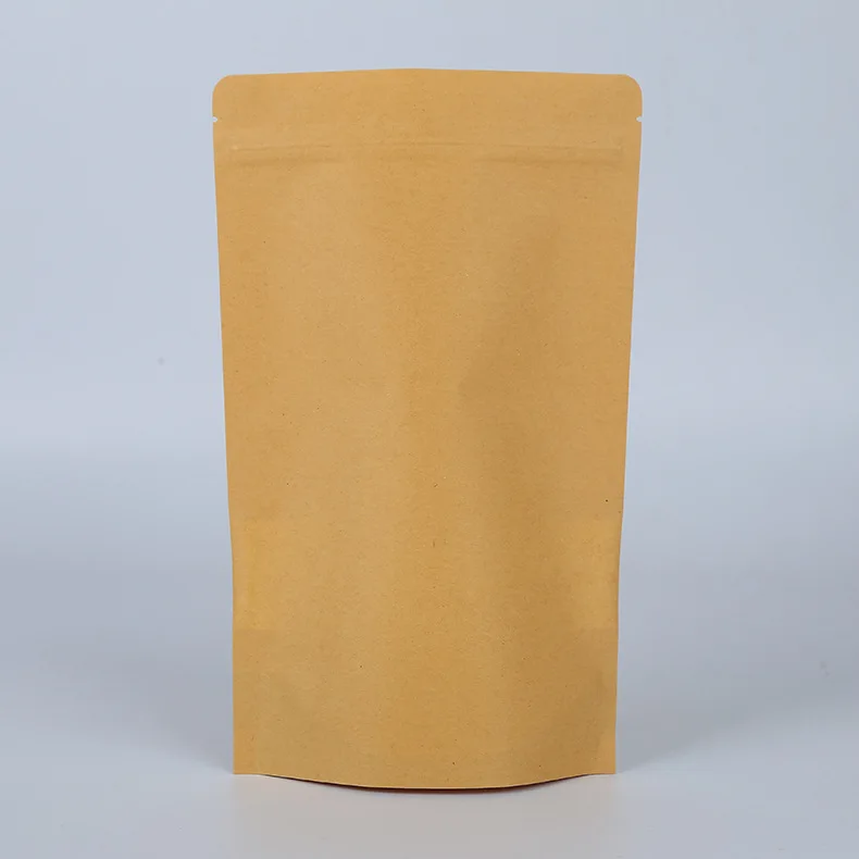 Different Size Brown Kraft Paper Zipper food coffee tea Biodegradable Stand Up Bag Pouch With Clear Window