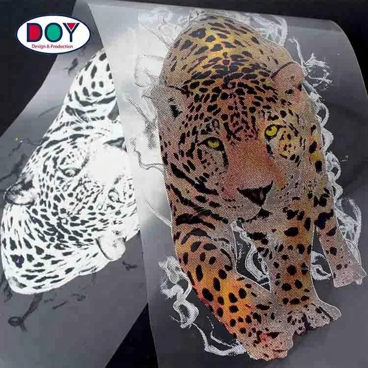 Новый дизайн пользовательский Discolorable Tiger Logo Plastisol термопечать печать на одежде этикетка для футболок
