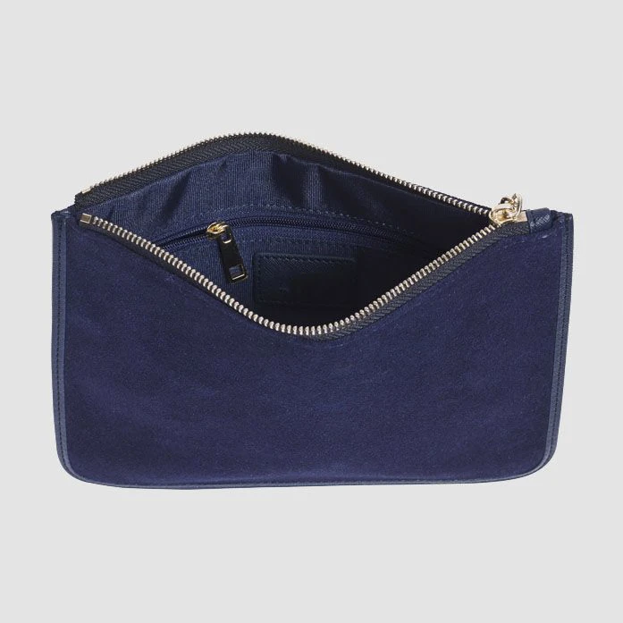 fashion women pouch with tag suede leather lady pouch ladies wallet bag navy blue