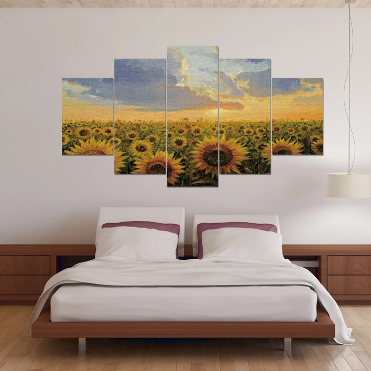 Modern art sunflowers 5-piece canvas oil painting beautiful picture wall art painting