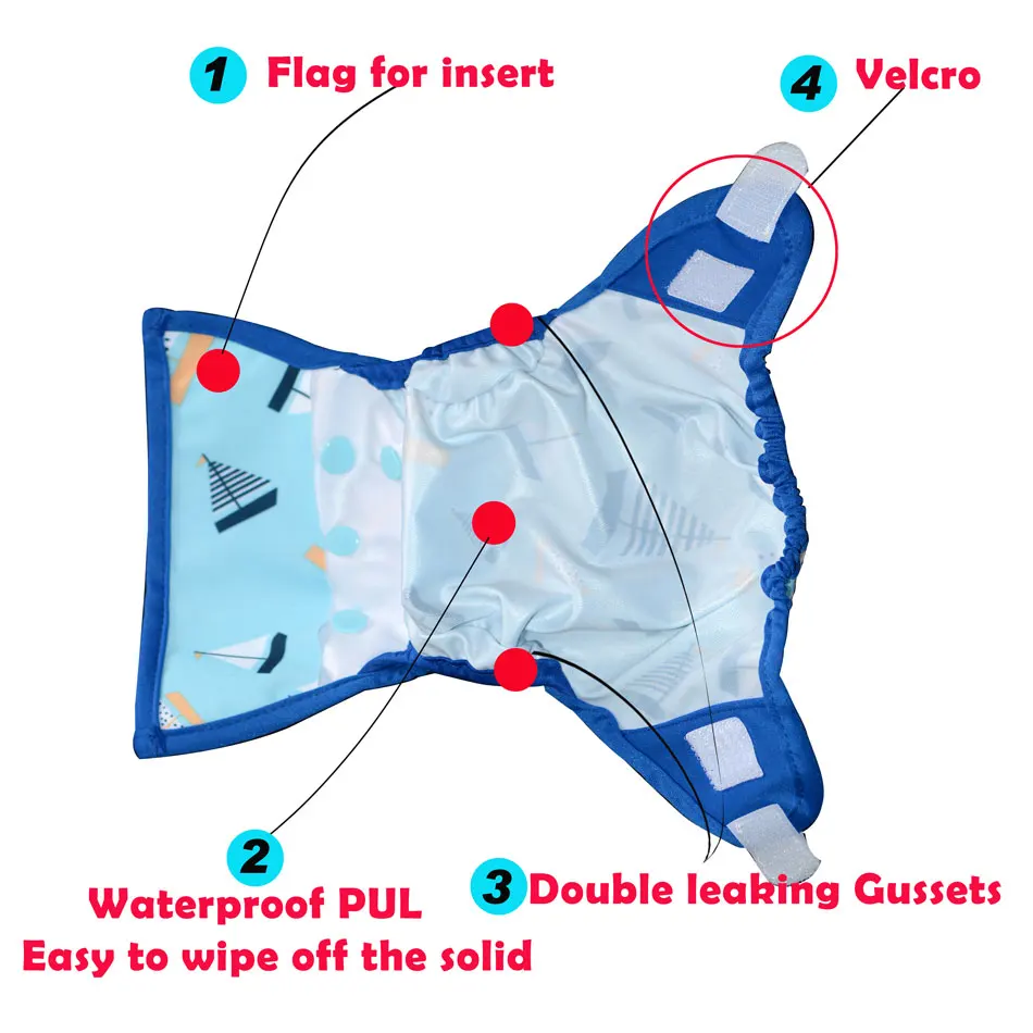 
Waterproof PUL double leaking gussets newborn cloth diaper nappy cover 