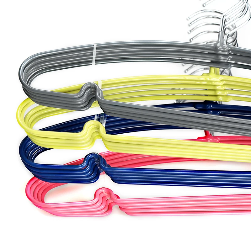 Clothing Type Adult Standard Colored Plastic PVC Coated Bulk Laundry Metal Wire Clothes Coat Hangers