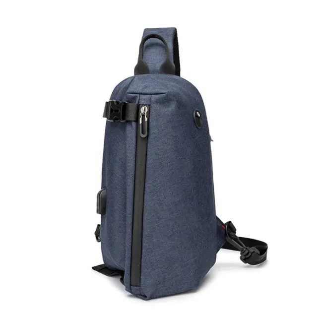 
dirtct factory wholesale custom logo USB waterproof korean chest sling bag 