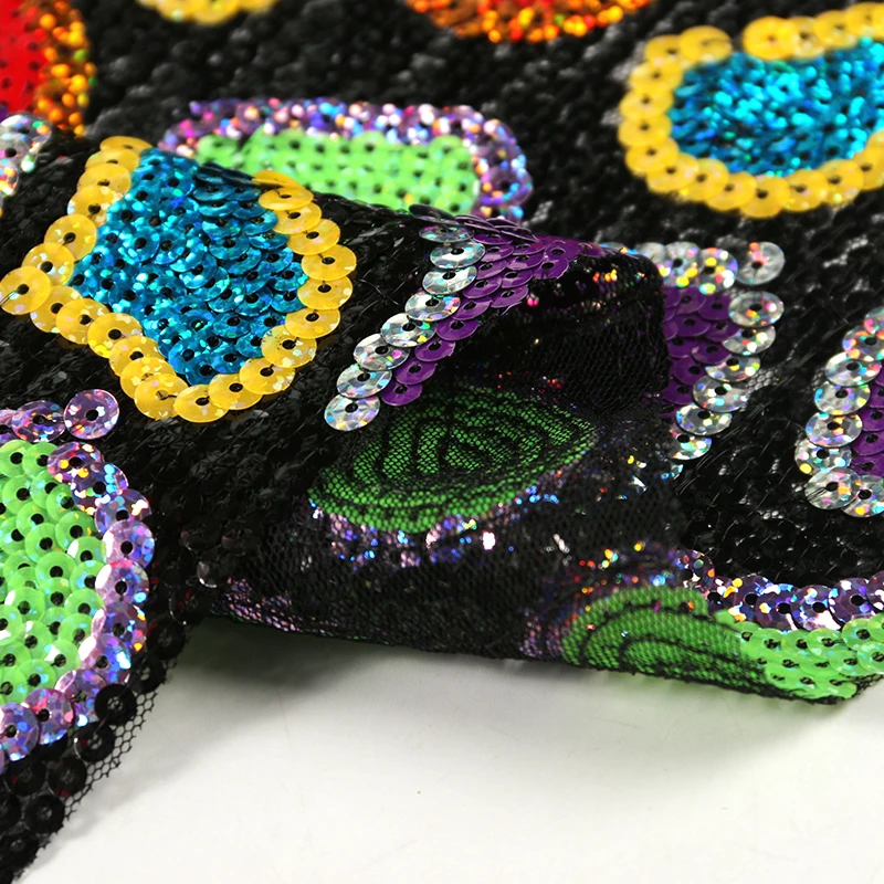 
Supplier wholesale custom polyester African colorful sequin fabric for women 