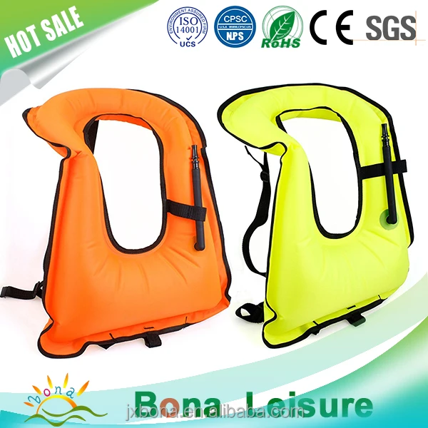 210 Denier Nylon TPU Coating Snorkel Inflatable Swim Safety Life Vest For Adult