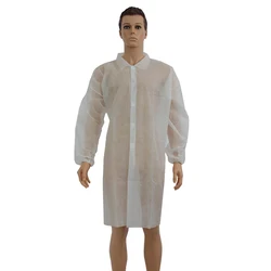 Shirt collar non woven PP surgical gown lab coat cheap price medical doctor disposable non woven hospital gown