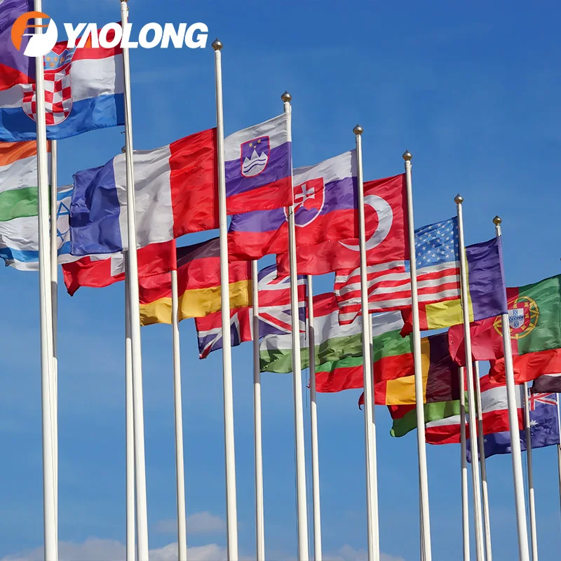 20Ft 30Ft Aluminum Alloy Outdoor Spinning Flagpole 304 Stainless Steel Commercial Flag Pole