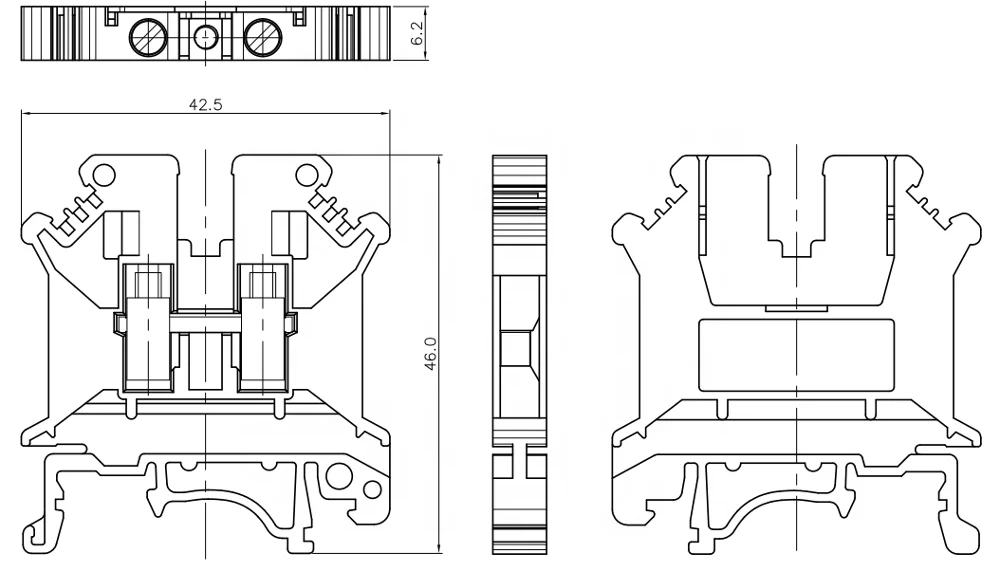 UK5N power distribution din-rail 4mm2 terminal block connector