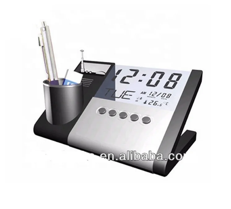 Digital Alarm Penholde Table Clock Calendar Display Date Countdown Timer
