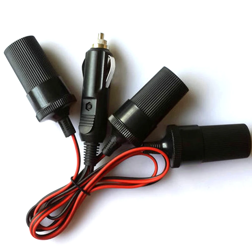 12v 24v auto car cigarette plug to 3 way 3-way car cigarette socket splitter cable