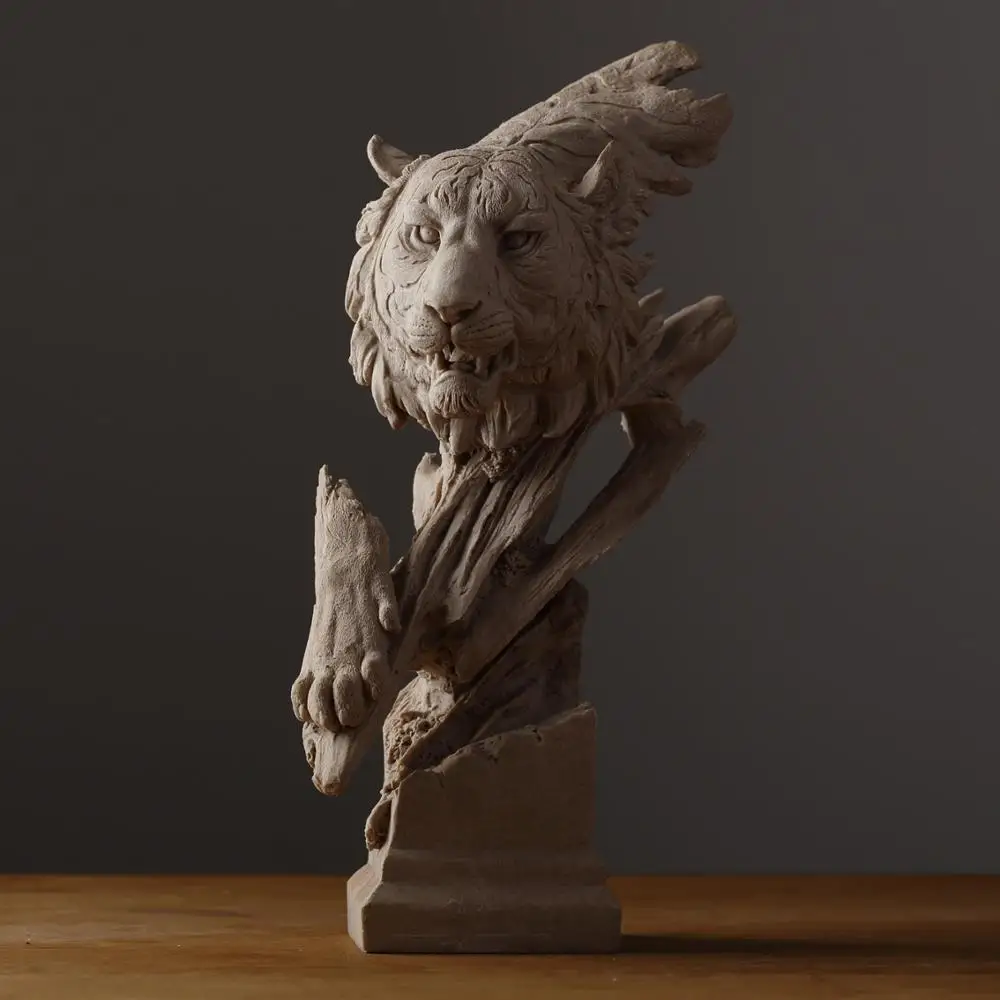 
Sandstone American Creative Home Jewelry Decoration Tiger Head Sculpture Office Decoration 