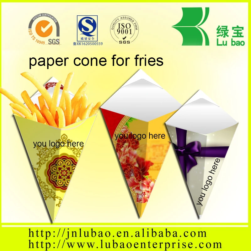 China supplier  printed crepe paper cone food paper packaging