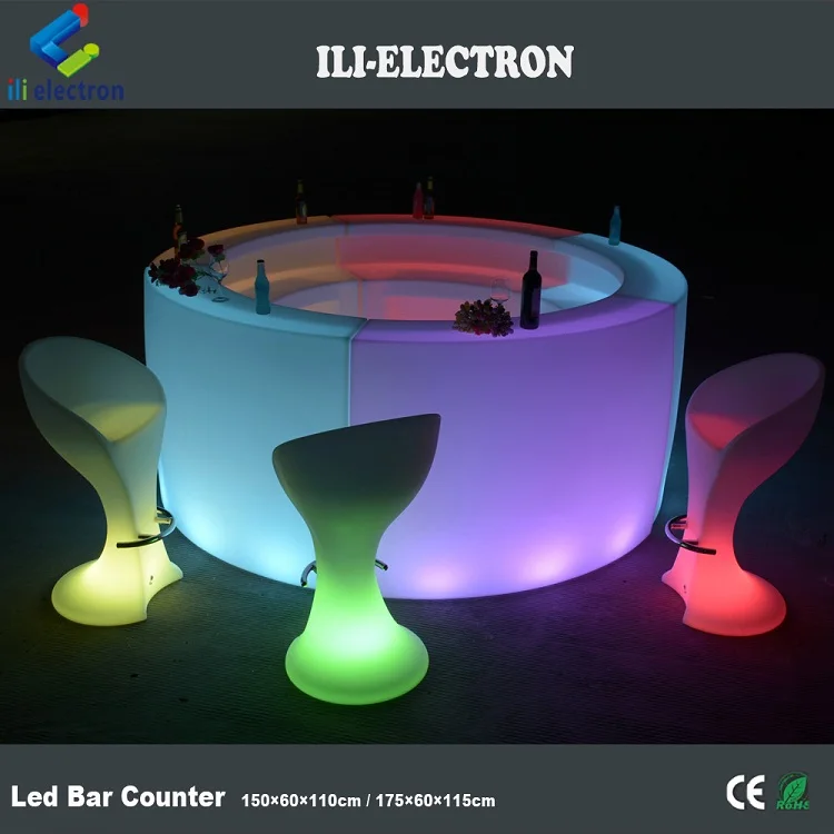 PE plastic led illuminated bar counter 5 in1