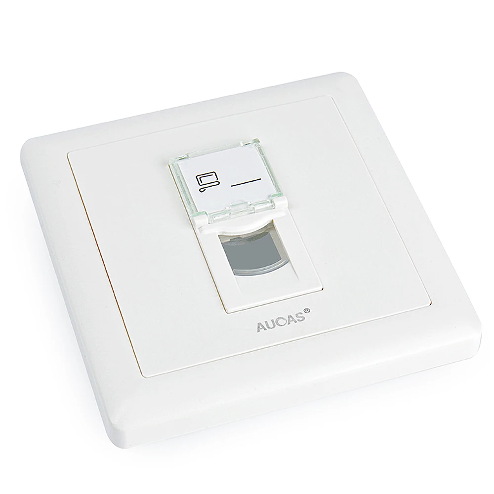 Aucas High Quality ABS Cheap Wall Outlet Rj45 single port network Faceplate