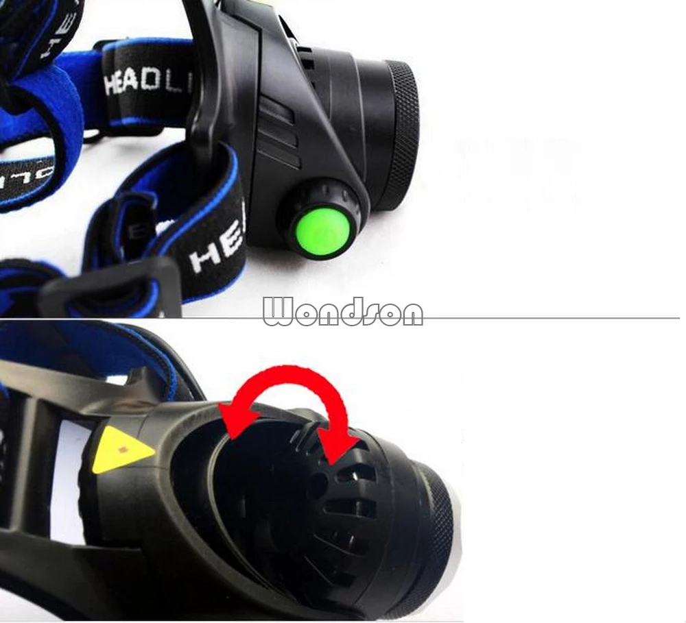 Dual LEDs Rechargeable Headlamps Zoomable Adjustable Focus UV Headlight