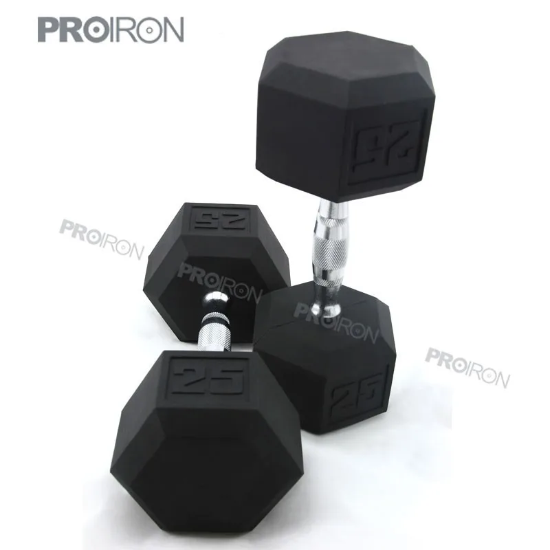 25lb резиновые hex гантели с хромированными ручками высокое качество аэробных тяжелой атлетики