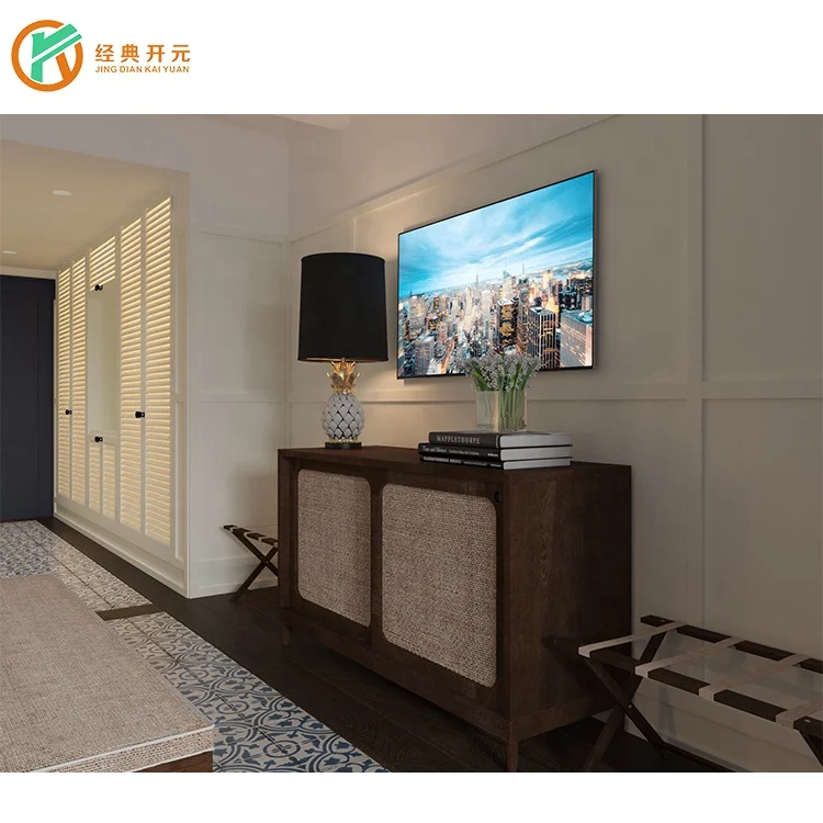 IDM-188 Modern Rattan Holiday Inn Hotel Bedroom Furniture Set Hotel Room Furniture for Sale