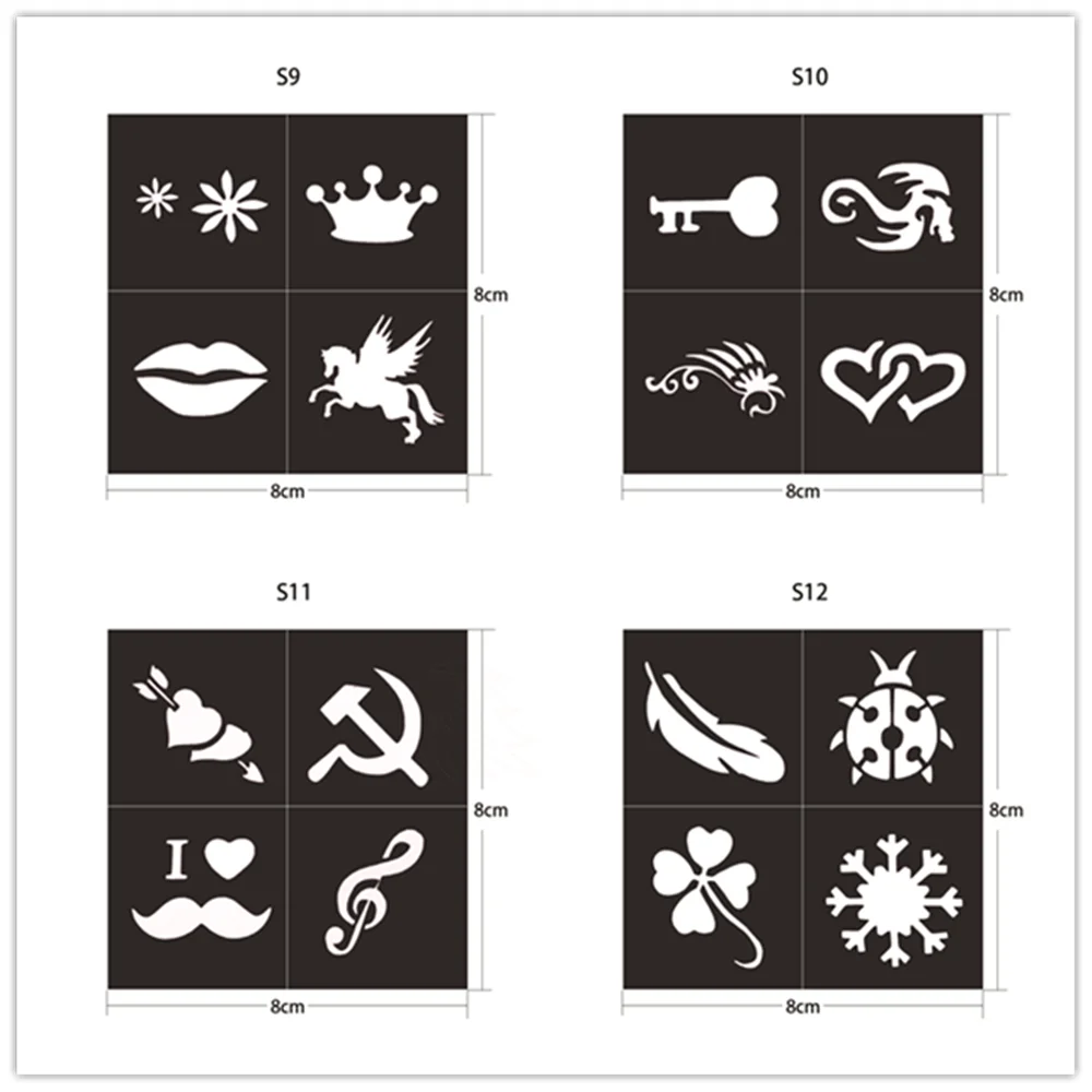 Hot selling airbrush reusable glitter tattoo stencil, henna stencils tattoo