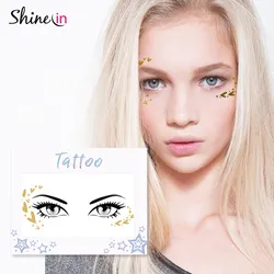 Новое поступление, водостойкие золотые Временные татуировки для девочек, наклейка на кожу сердца, татуировки для украшения глаз