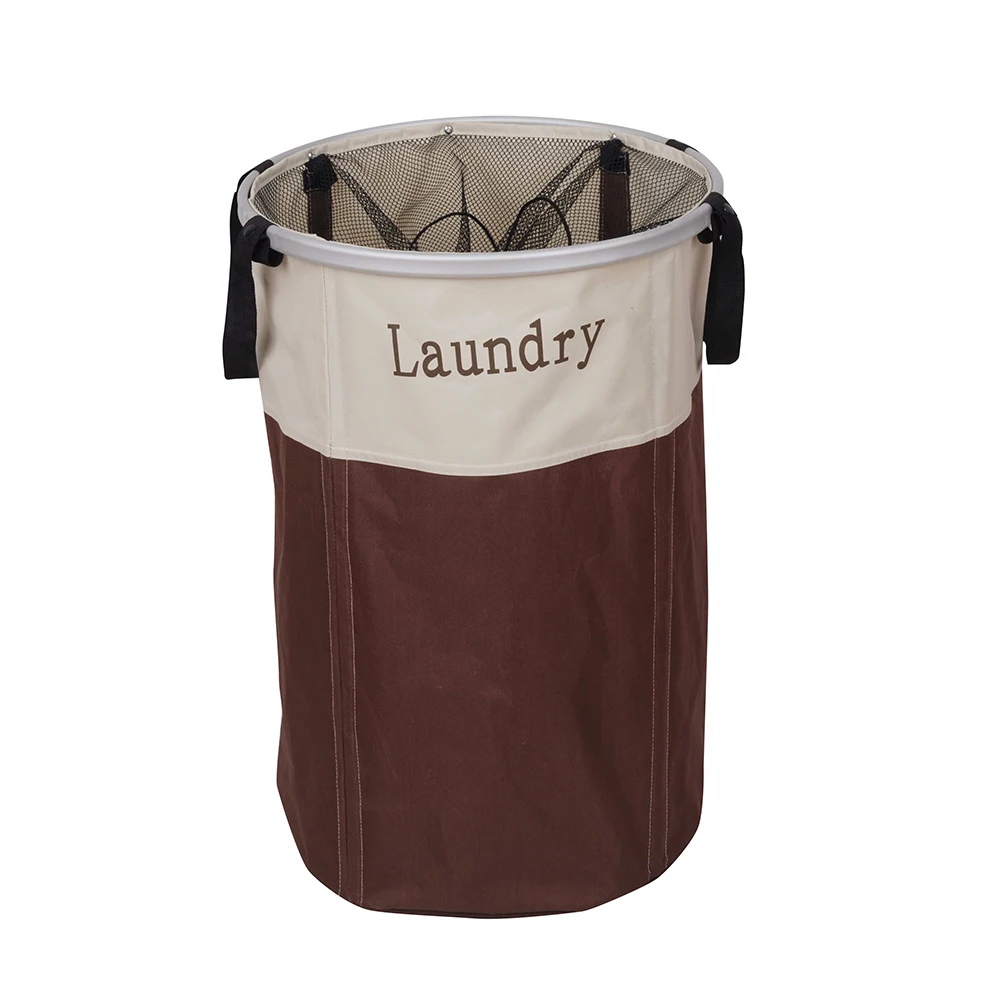 Round Cylinder Shape Foldable Pop Up Mesh Laundry Basket