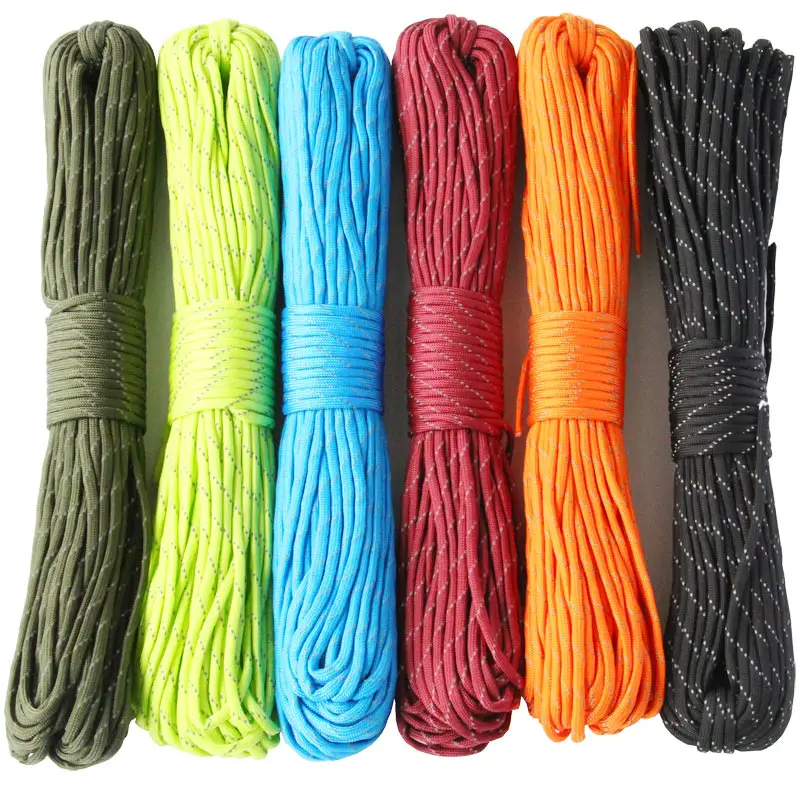 100 Feet 31 Meter Reflective Nylon Rope Lanyard 7 Strand Type For Outdoor Camping